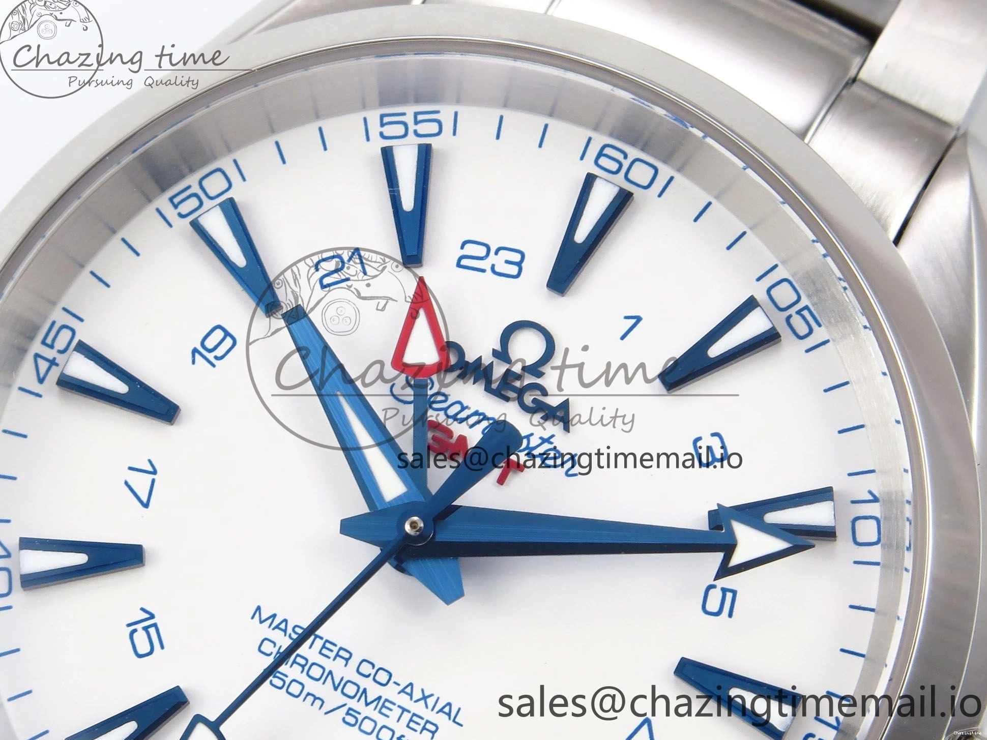 0108 Aqua Terra 150M GMT OMF 1:1 Best Edition White Blue Dial on SS Bracelet A RelaxedFit 7709